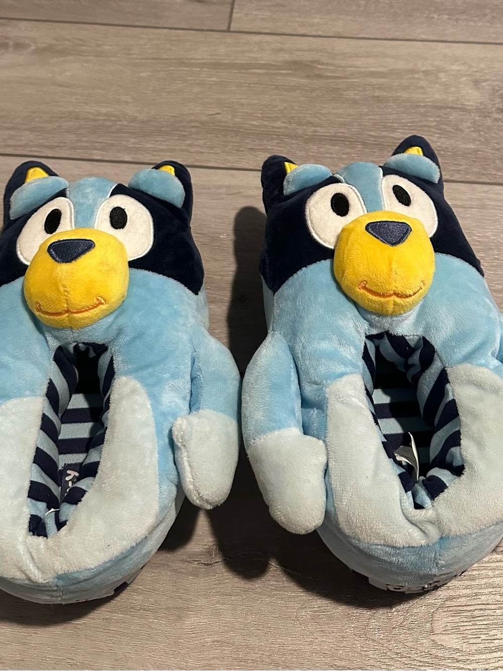 Plush Blue Puppy Kids Slippers with Yellow Snout